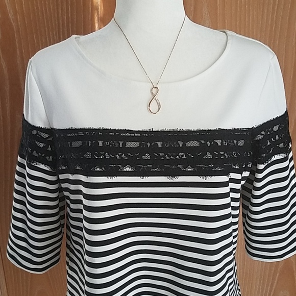 Jules & Leopold Black Cream Striped Top Lace Trim - Picture 7 of 7